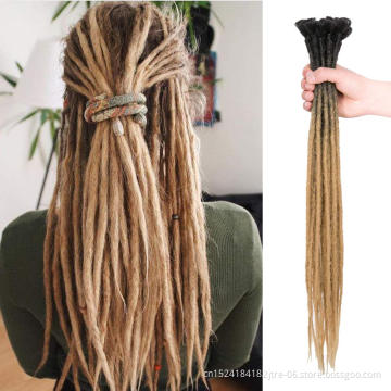 2 color custom silk double ended dreadlocks hair extensions product, fluffy 24" long 0.4cm dreadlock braids hair weave in bulk